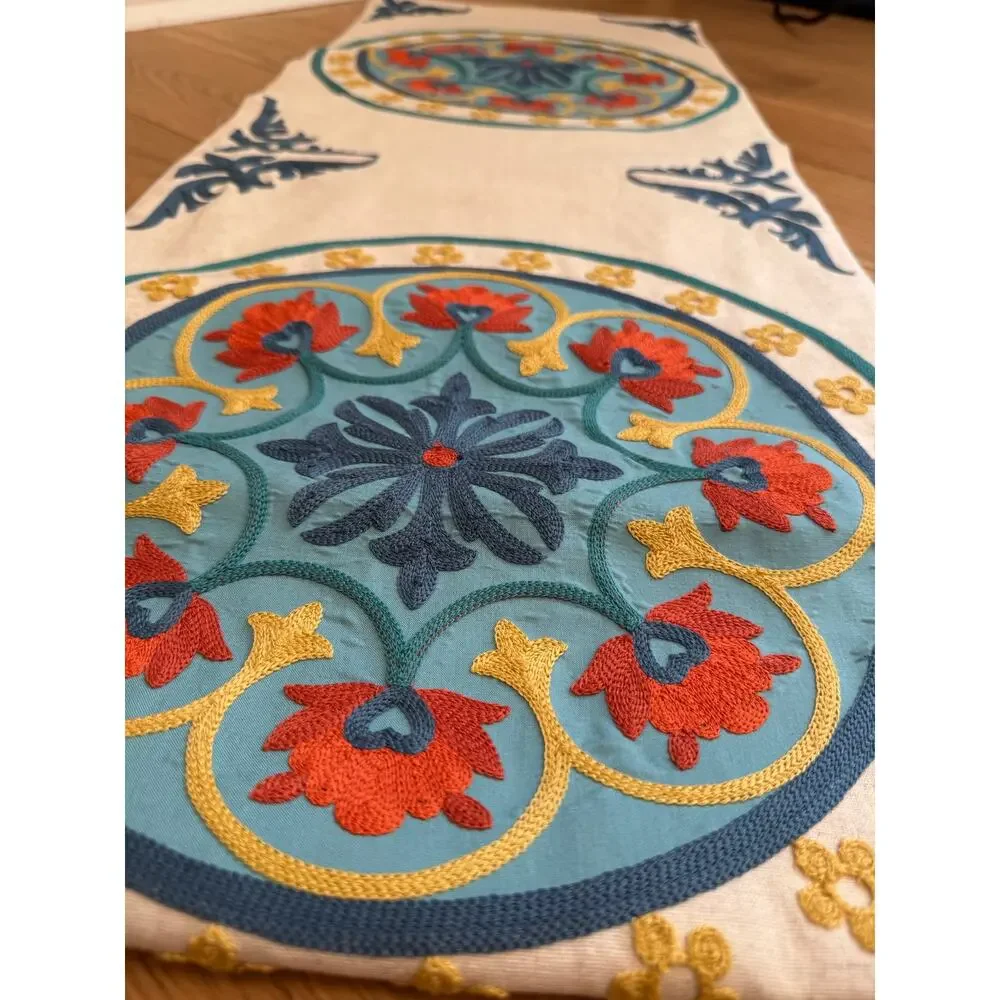 Pier 1 Imports Suzani Embroidered Table Runner 16x70 Boho Anthropologie Style